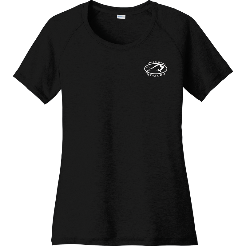 Jr. Herd Ladies PosiCharge Tri-Blend Wicking Scoop Neck Raglan Tee