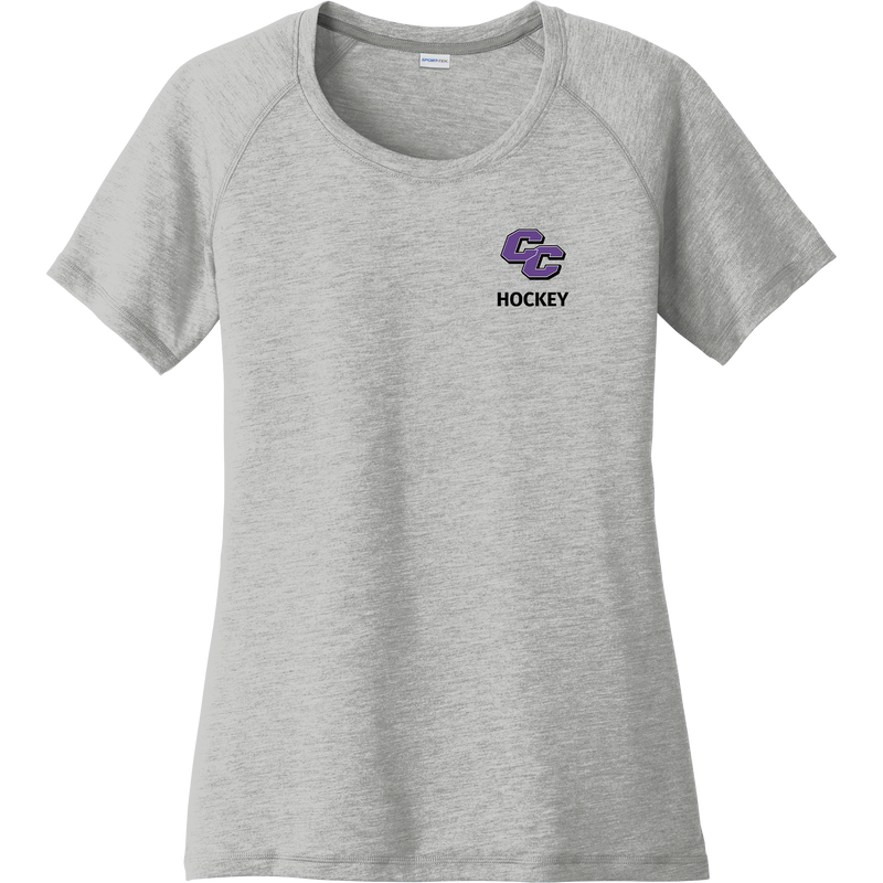 Curry College Ladies PosiCharge Tri-Blend Wicking Scoop Neck Raglan Tee